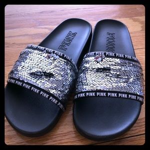 VS pink sequin slides
